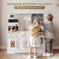 Robud Modern Wooden Play Kitchen Durable Construction with Realistic Accessories Unique Role Play Birthday Gift for Toddlers 3+