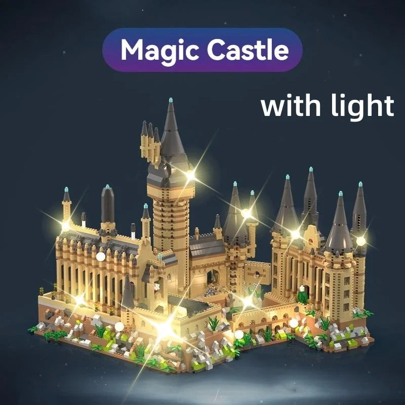 Magic Movie Castle School Micro Building Blocks Street View Architecture MOC Architecture Scenery Toy Christmas Birthday Gifts