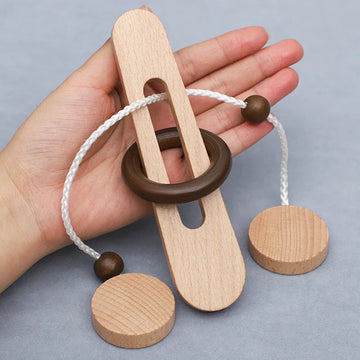 Wooden Ring Unlocking Game | Magic Ring Kongming Lock Puzzle Toy