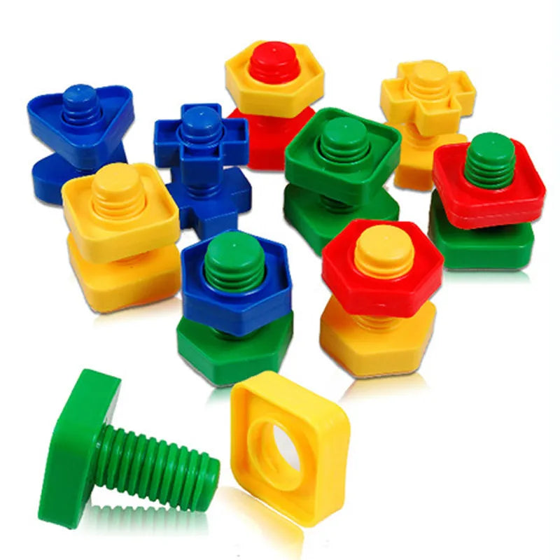 5Set Screw Building Blocks Plastic Insert Blocks Nut Shape Toys for Educational Toys Montessori Scale Models Gift