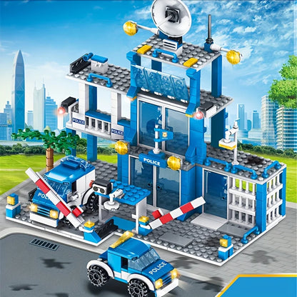 City Police Station Building Blocks Set SWAT Car Helicopter City Construction Blocks Children Boys Toy Christmas Holiday Gift