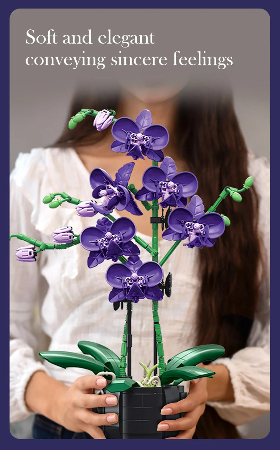 Creative Orchid Cymbidium Eternal Flowers Potted Plant Building Blocks Simulation Phalaenopsis DIY Bricks Toys Valentine's Gift