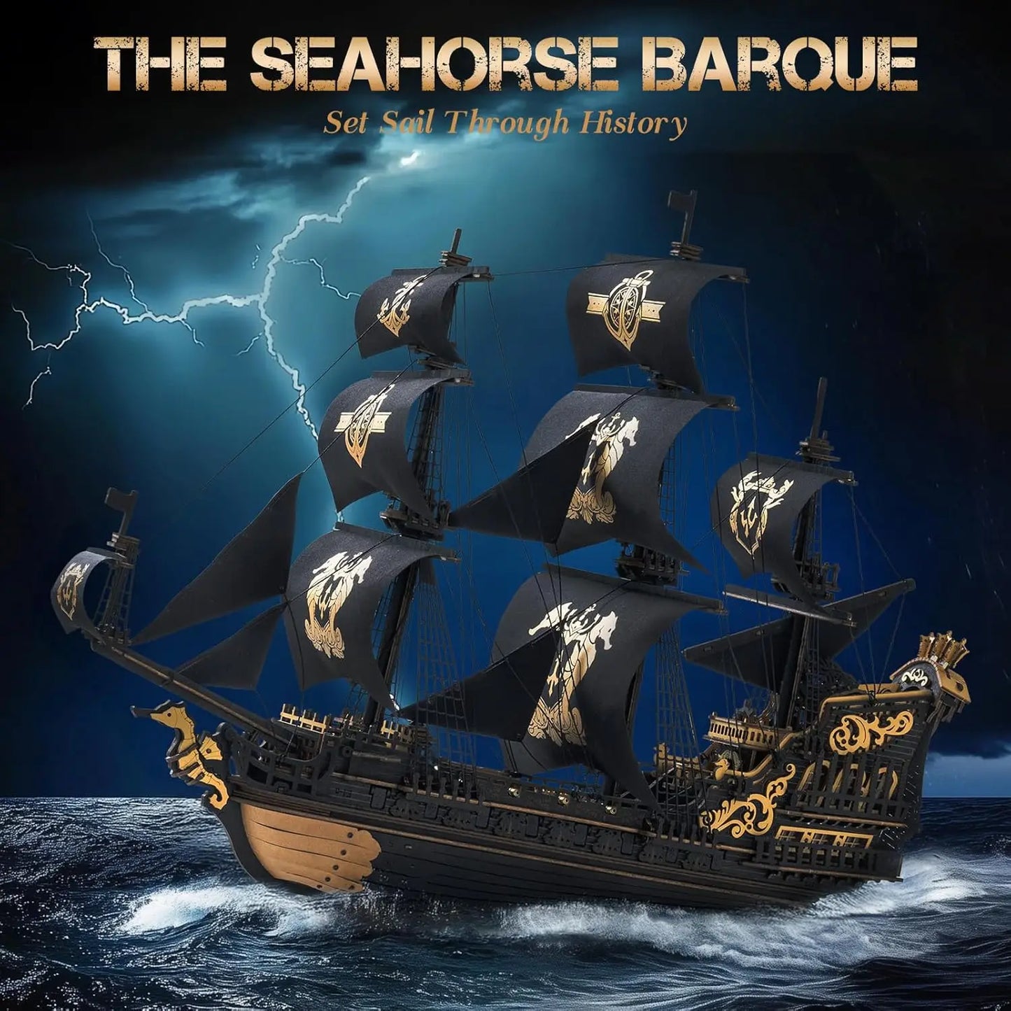 Robotime 3D Puzzle Wooden Seahouse Barque Model Kits Build Home Desk Decoration Gift For Teens and Adults