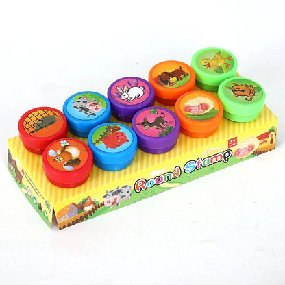 10pcs Assorted Stamps for Self-ink Stamps Toy Stamps Smiley Face Seal Scrapbooking DIY Painting Photo Album Decoration