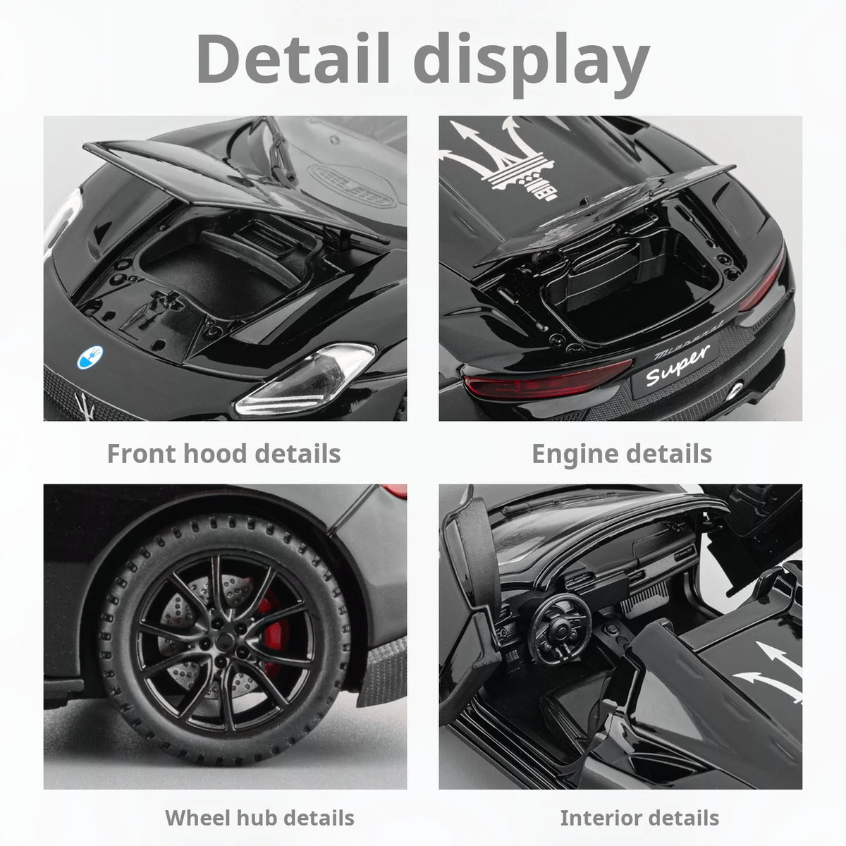 1:32 Maserati MC20 Model Exquisite Alloy Simulation Convertible Super Car Collection Gift Desktop Decoration Light & Sound
