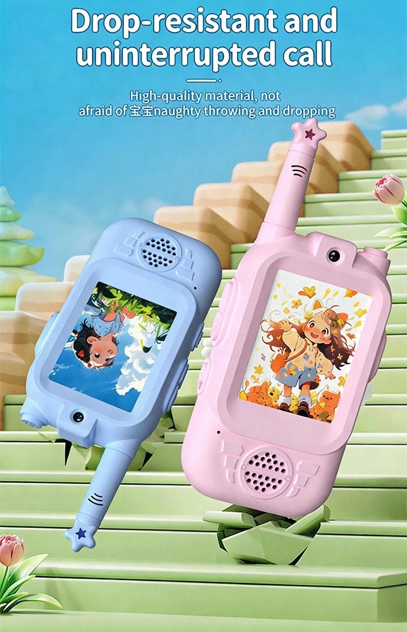 2PC Children's Video Walkie-talkie HD Walkie-talkie USB Charging Indoor Outdoor Entertainment Kids Toys Birthday Gifts Ages 3-12