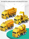 4 Pack Pull Back Cars, Friction Powered Toy Vehicles Construction Set - Dump Truck Crane for Toddlers Boys Girls Gift