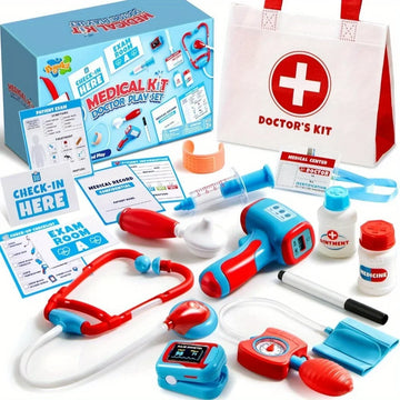 JOYFY Kids Doctor Kit 16Pcs Pretend Play Medical Kit with Realistic Toy Stethoscope Reusable Record Cards for Toddlers Ages 3+