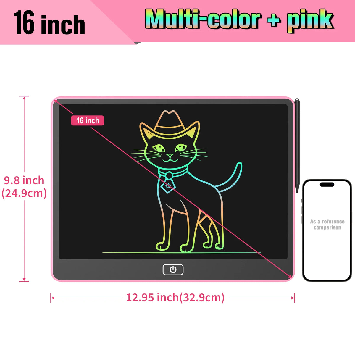 16-inch LCD Writing Board, Colorful Electronic Drawing Pad for Kids, Reusable Portable Writing Tablet, Perfect Educational Toys