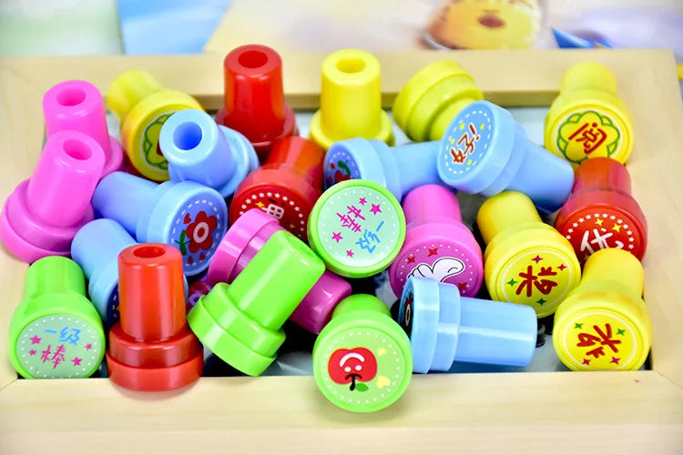 10pcs Assorted Stamps for Self-ink Stamps Toy Stamps Smiley Face Seal Scrapbooking DIY Painting Photo Album Decoration