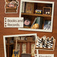 CUTEBEE DIY Book Nook Miniature Dollhouse Booknook with Touch Light Dust Cover Bookshelf Insert for Decor Gifts Secret Rhythm