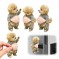 2026 3D Teddy Dog Belly Sticker - Cute puppy wearing orange outfit with soft pink background, silicone self-adhesive