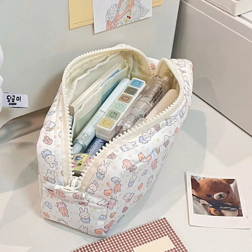 Kawaii Miffy Cute Cartoon Rabbit Printing Pencil Box High Capacity Portable Stationery Storage Bag New Arrival Girl Gift Ins