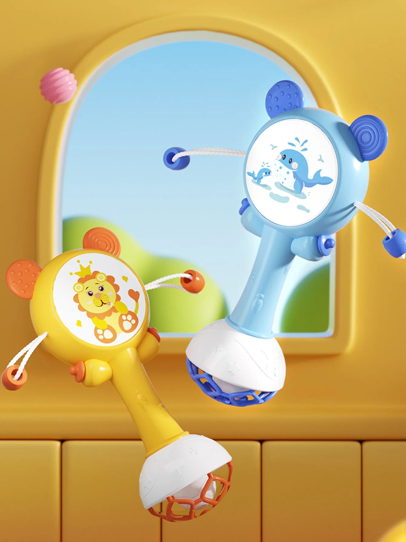 Baby Rattle Toys Teether Hand Bells Mobile Infant Stop Weep Tear Rattles Early Educational Toy for Newborn Gifts 0-18M