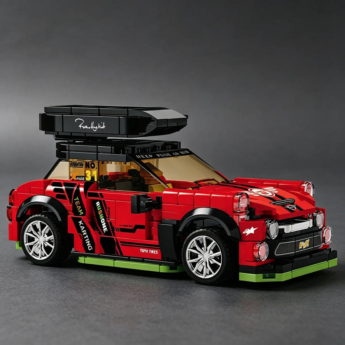 City Series Car Customization and Conversion: Travel Edition Building Block Model Car with Roof Rack—Educational Toy