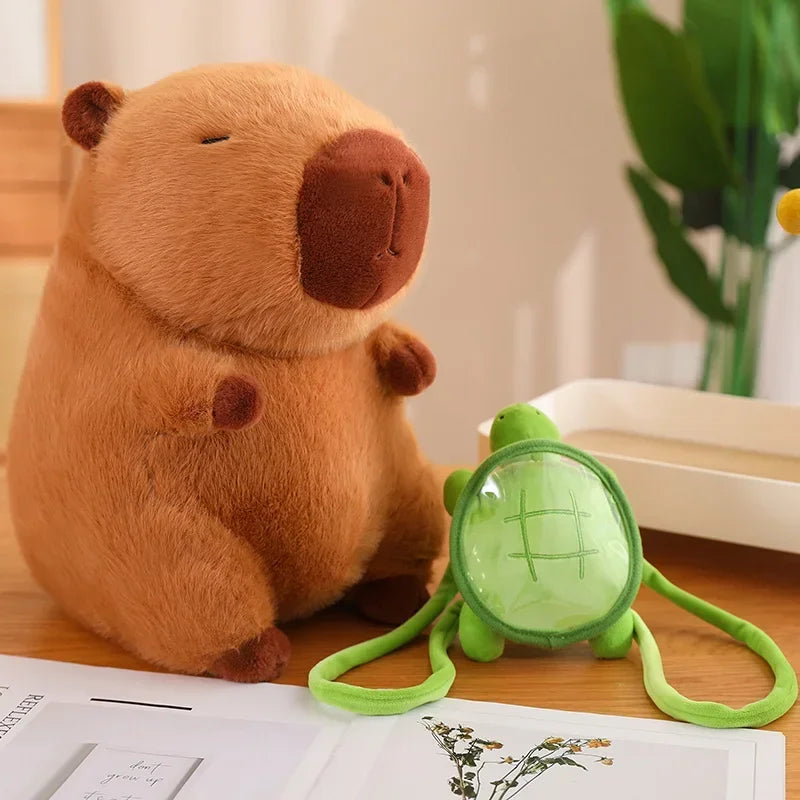 Cute Capybara Plush Toy Stuffed Animals Capibara with Turtle Backpack Kapibala Soft Doll Toys Birthday Christmas Gift