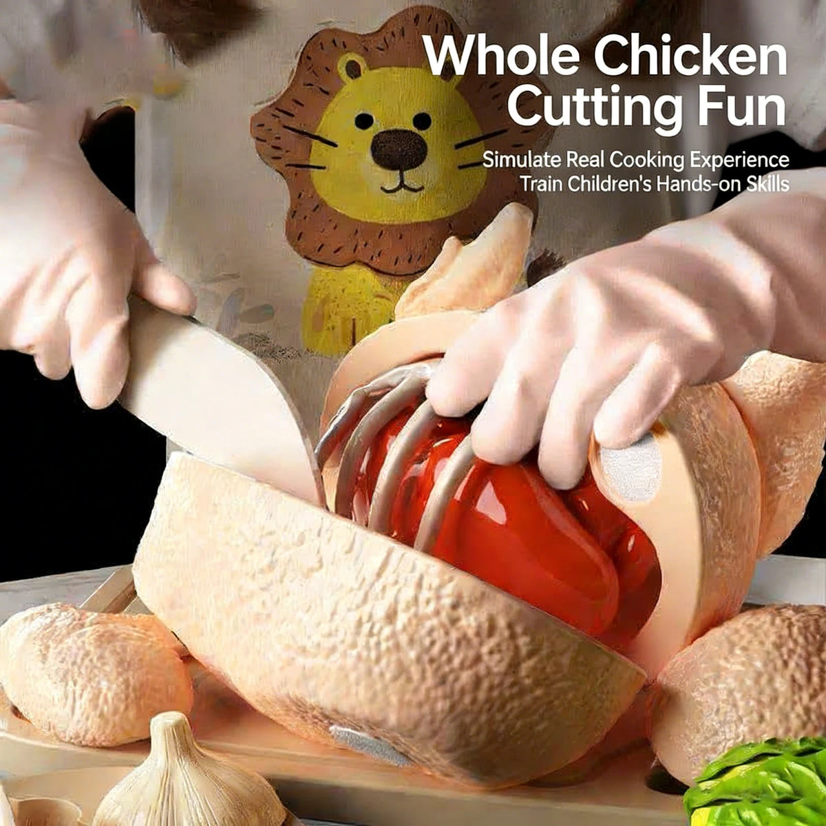 Simulation Lobster Emperor Crab Chicken Fish 3D DIY Assembly Toy Model Pretend Play Fruit Cutting Set Early Educational Gifts