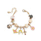 Sailor Moon Charm Bracelet - Gold Plated with Luna, Artemis & Usagi Themed Charms, Anime Cosplay Jewelry