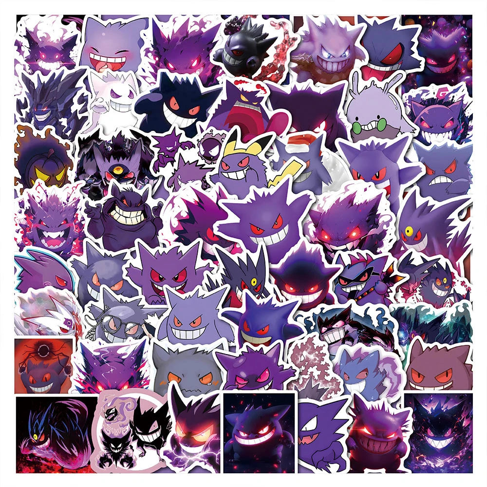50PCS Pokemon Gengar Stickers DIY Skateboard Phone Laptop Motorcycle Waterproof PVC Kids Toy Decals