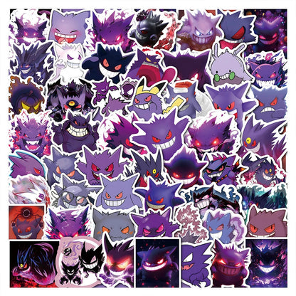 50PCS Pokemon Gengar Stickers DIY Skateboard Phone Laptop Motorcycle Waterproof PVC Kids Toy Decals
