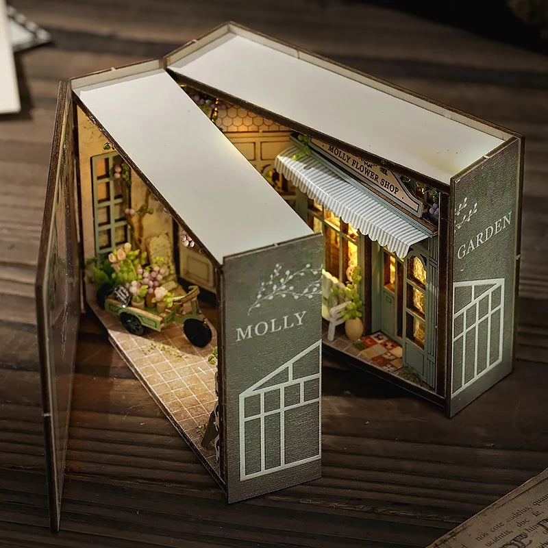 3D Wooden Puzzle Miniature Doll House Assembly Building Model Room Bedroom Decoration With Furniture Lighting Dollhouse Gifts