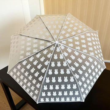 Cute Miffy Kawaii Frosted Transparent Umbrella Lovely Students Fully Automatic Portable Cartoon Rabbit Folding Umbrella Gift