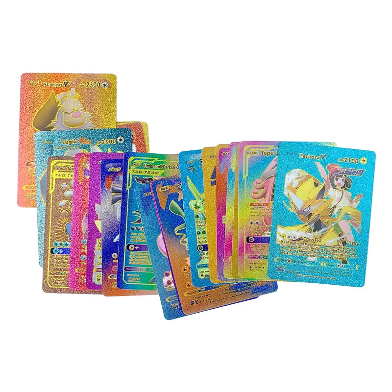 81-15Pcs Pokemon Cards Gold Silver Vmax GX Card Collection Battle Trainer Card Spanish English French Child Toys Christmas Gifts