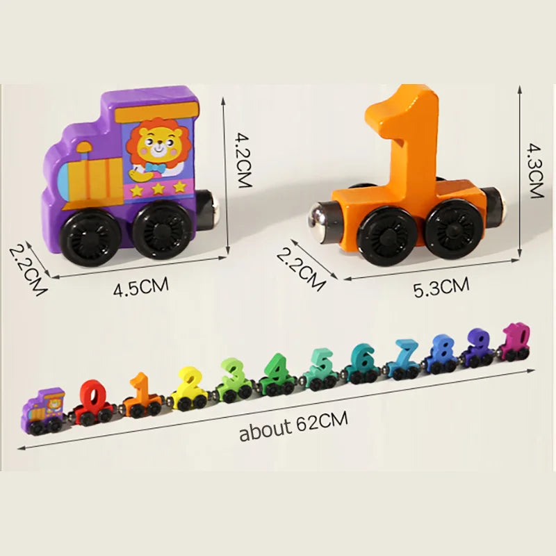 Number Digital Magnetic Wooden Train Toys Colorful Building Blocks Educational Hand-eye Coordination Magnetic Digital Train