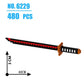 480Pcs Samurai Sword Building Blocks Ninja Blade Katana Japanese Anime Butterfly Nichirin Knife Bricks Toys For Children Adult
