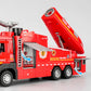 1:32 Spray Fire Truck Model Water Spray Ladder Trucks Toy Car Sound Light Pull Back Doors Opened Vehicle Collection Boys Gift
