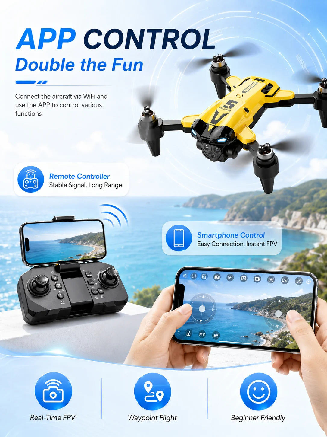 Brushless Aerial RC Drone 8K Triple Camera 5G Transmission 7 Level Wind Resistance Optical Flow Hover Folding Portable Drone