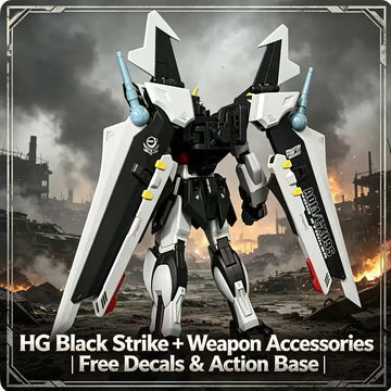 41 HG 1/144 Black Strike Mecha with Wing Backpack & Equipment Parts, Assembly Model Kit, Collectible Decor & Gift for Boys