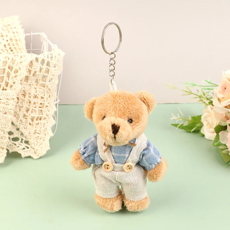 ▶1PCS Cute Wear Clothes Bear Plush Toy Cartoon Rabbit Pendant Soft Stuffed Doll Keychain Backpack Decor Kid Gift