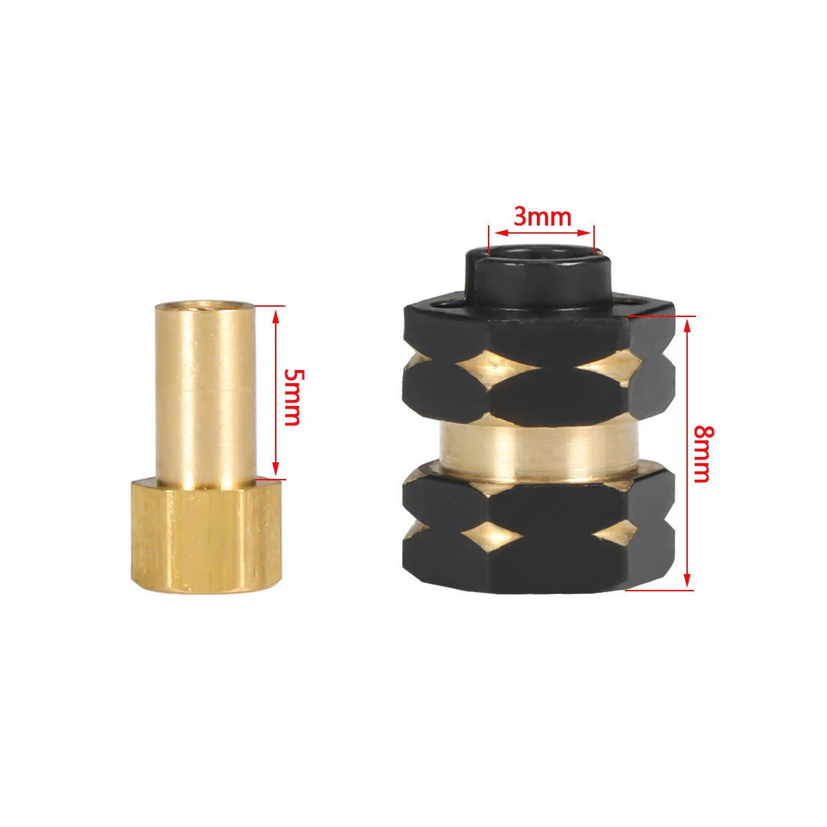 1Set Brass Hub Extenders 7mm Hex 1.0 Wheel Rims Adapter with Nuts for 1/24 RC Crawler SCX24 C10 Gladiator Bronco AX24 Upgrade