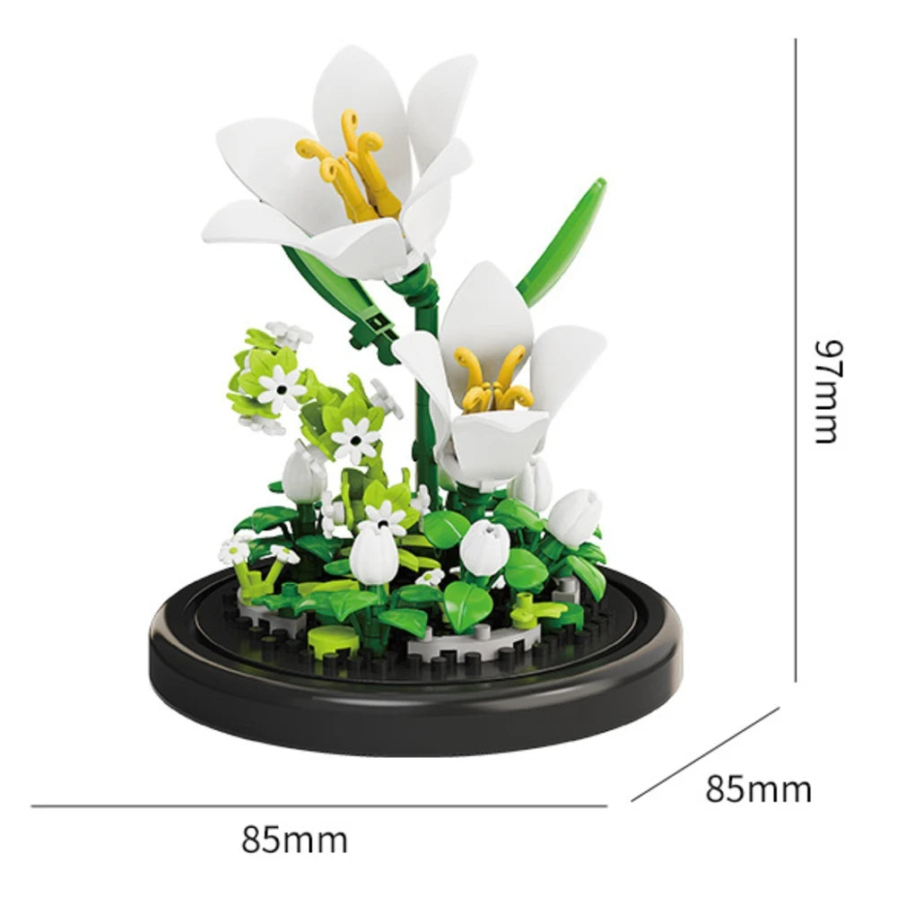 Eternal Flower Bouquet Bonsai Potted Plant Micro Building Blocks Model Home Decoration Toy For Kid Birthday Gift