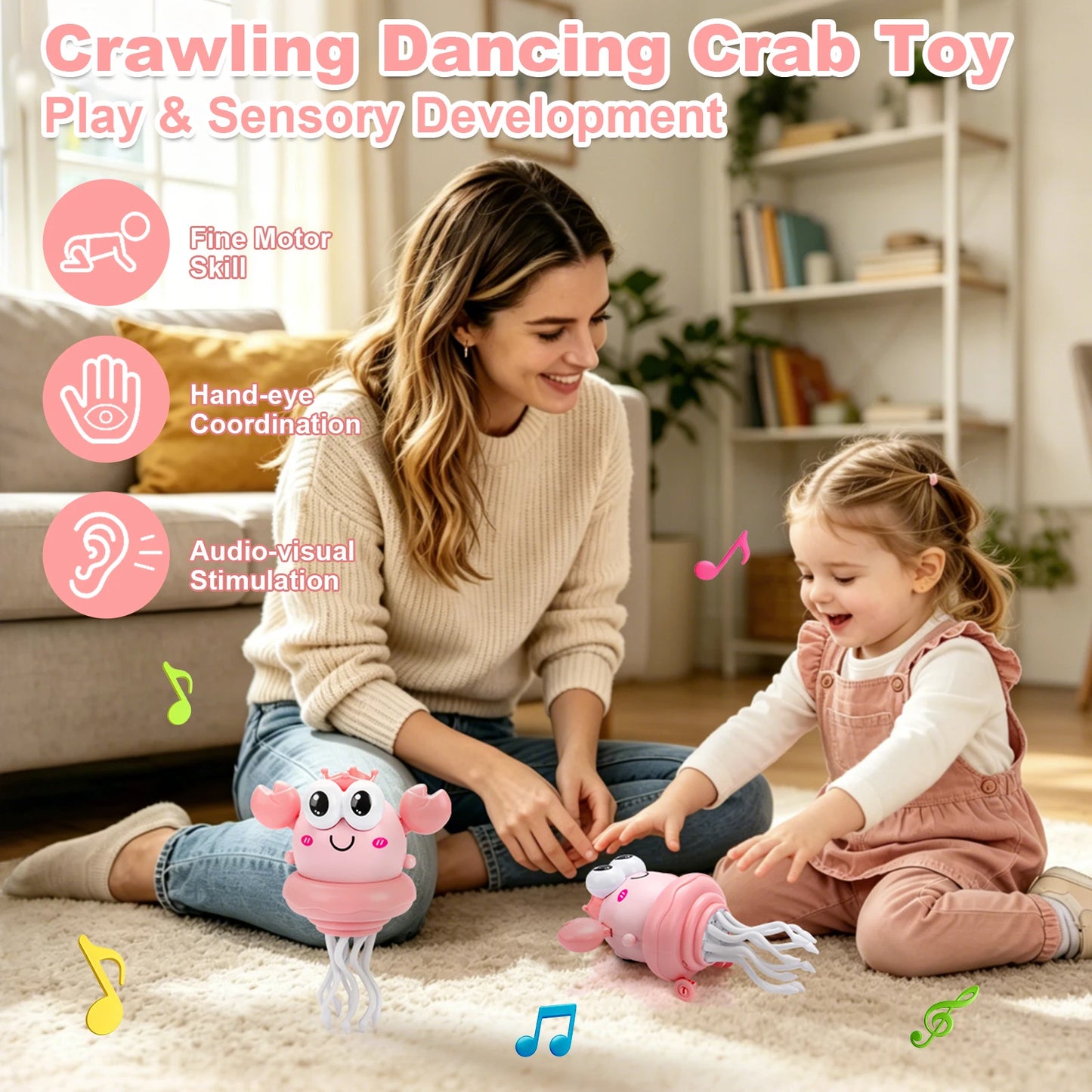 Electronic Dancing Squid Toys with Light&Music Funny Induction Lying Flat Squid Toddler Interactive Development Tummy Time Gifts