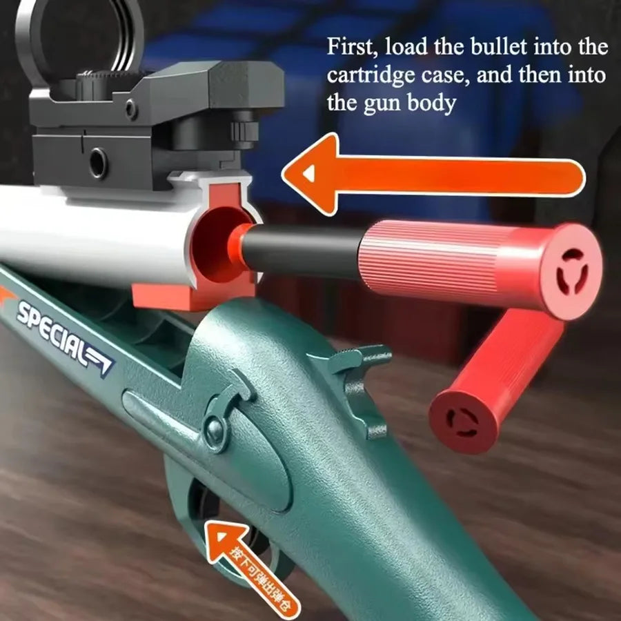 Mini S686 Rifle Shell Ejection Toy Gun Soft Bullet Manually Loaded Outdoor Sports CS Shooting Game for Children Boys Gift