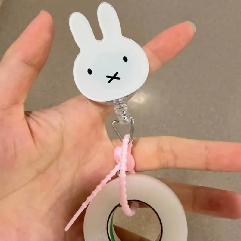 Kawaii Miffy ID Set Hanging Rope Buckle Scalable Student Chest Badge ID Doctor Nurse Work Card Holder Hanging Rope Badge Clip