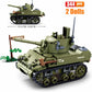 SLuban MOC WW2 Series Normandy Landing P-51 Mustang Fighte Building Blocks Higgins Landing Craft Modle Bricks Tank Toys For Kids