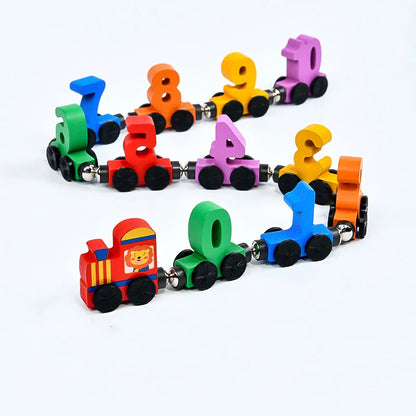 Number Digital Magnetic Wooden Train Toys Colorful Building Blocks Educational Hand-eye Coordination Magnetic Digital Train