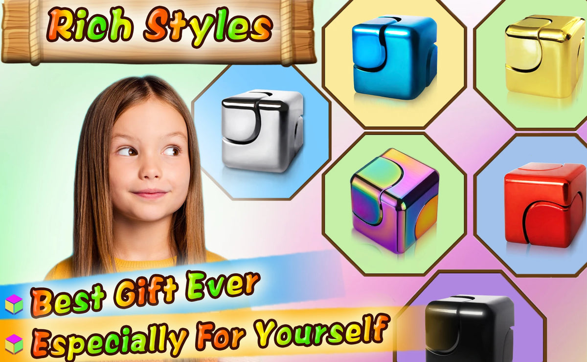 Metal Cube Rotating Fingertip Gyroscope Fidget Anti Stress Toys Adult Office Home Travel Portable Spinner Toys Christmas Gifts