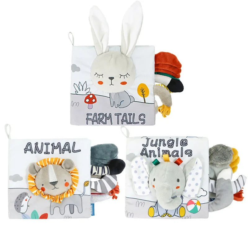 New 3D Visual Tail Cloth Book Baby Tear Resistant Biteable Cognitive Tool Interactive Parent-Child Fun Toddlers Enlighten Toys