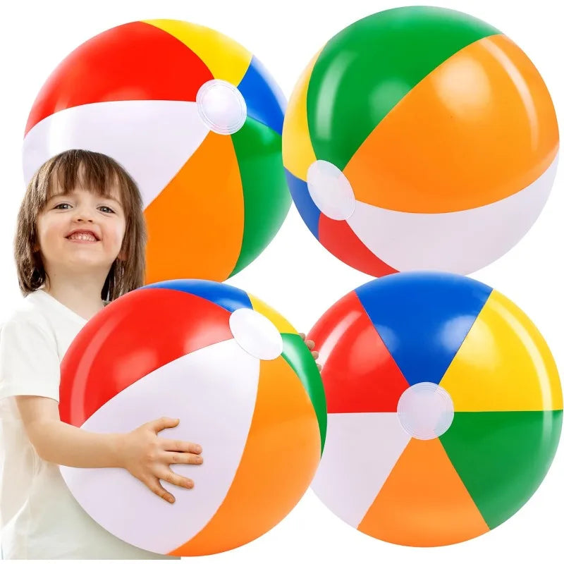 JOYFY 4Pack 20" Beach Balls Large Rainbow Beach Ball Inflatable Pool Toys for Adults Kids Party Supplies Decorations Birthday