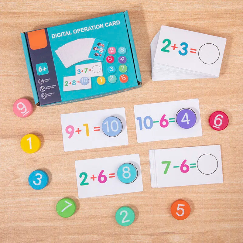 Children's Wooden Number Board Cognitive Matching Addition Subtraction Operation Montessori Logical Thinking Training Math Toys