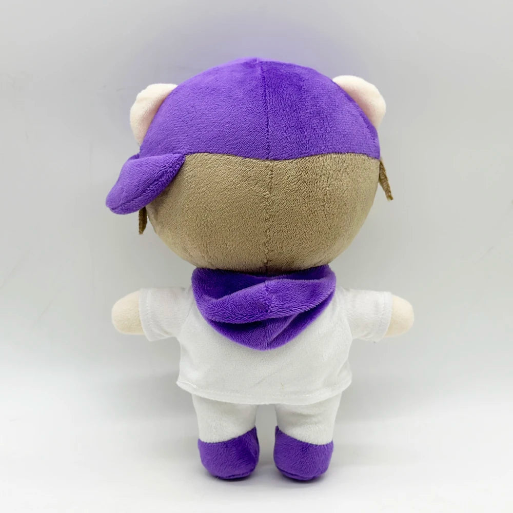 Kawaii Justin Bieber Plush Toy with Purple Cap And White Jacket Soft Stuffed Animal Gift for Fans