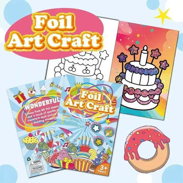 Cartoon Art Sticker Book DIY Handmade Foil Art and Crafts Coloring Books Painting Drawing Craft Toys for Children Gift