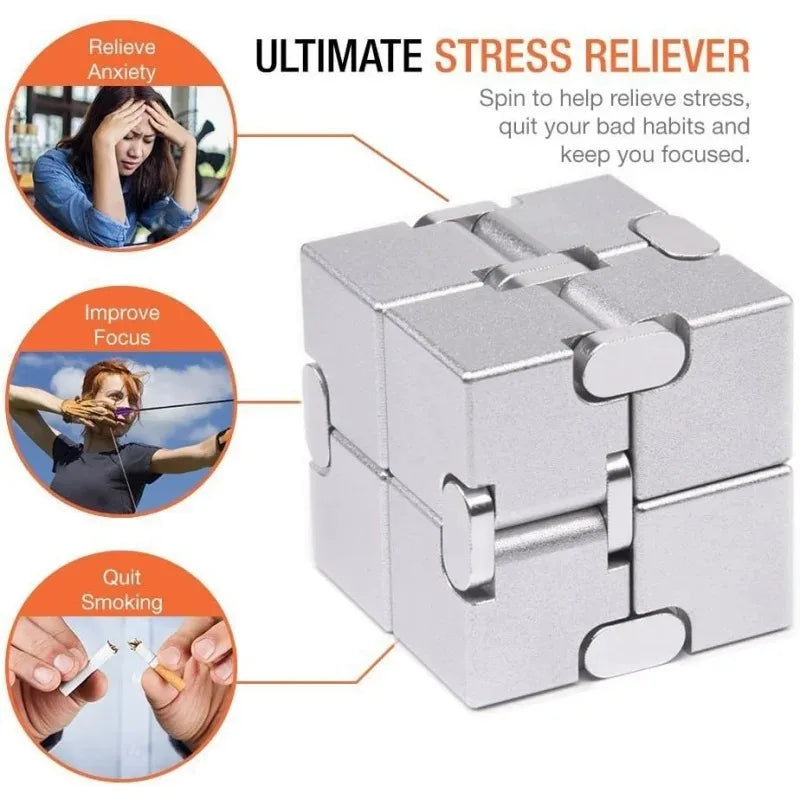 /Metal Infinity Fidget Cube for Stress and Anxiety Relief/ADHD, Fidget Finger Toys Durable Sensory Gift for Adults Teens