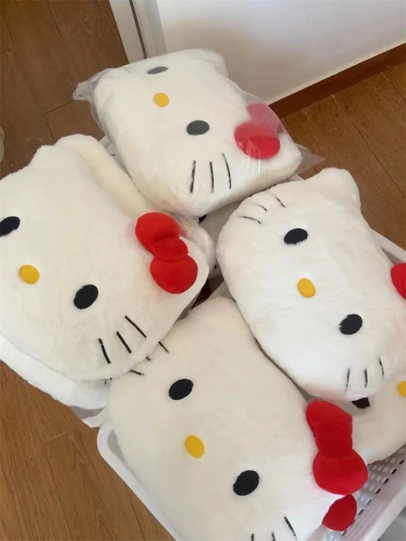 Anime Sanrio Hello Kitty Cute Cartoon Head Plush Pillow Sofa Bedside Cushion Car Cushion Nap Pillow Birthday Gifts for Girl