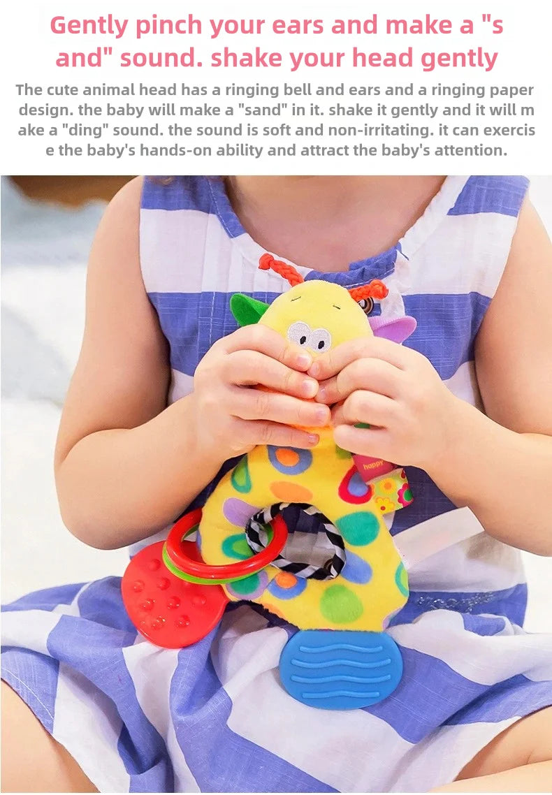 Rattles Animal Giraffe Baby Soft Stuffed Doll Teether Doll Cute Kids Infant Baby Teething Toys For Newborn Sensory Plush Toys