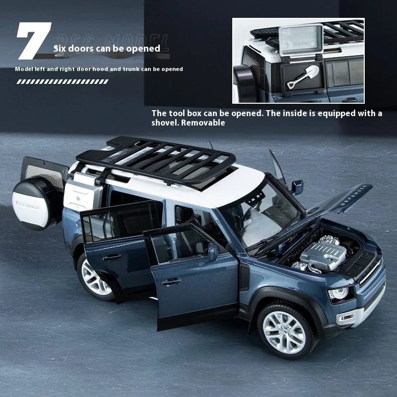 Large 1/18 Scale Defender 110 Off-road Vehicle Model Metal Die-Cast Body for Adult Collectors Halloween Gift for Boys